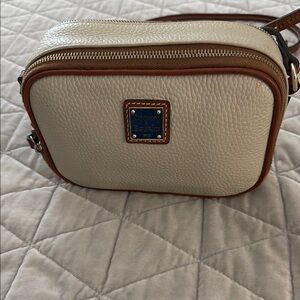 Dooney & Bourke Cream and Tan Pebbled Leather Crossbody Bag